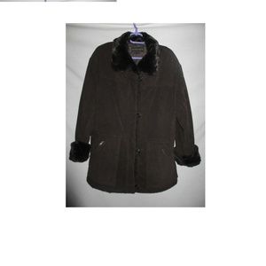 JACKET SUEDE FAUX FUR  DARK BROWN MEDIUM